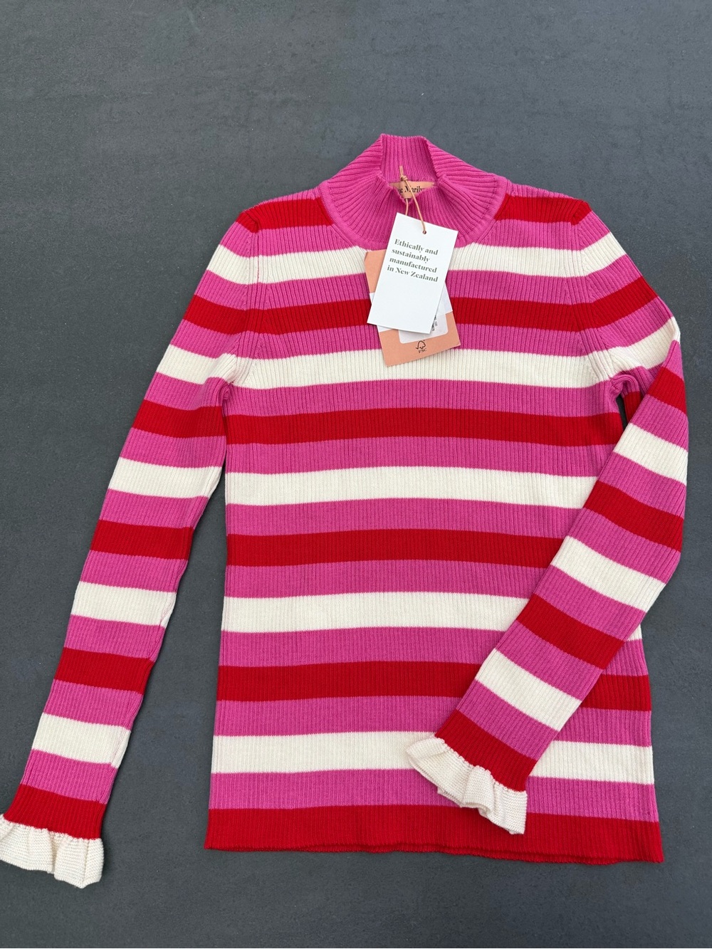 NWT Maggie Marilyn Striped Sweater in Pink, Red & Cream Size M